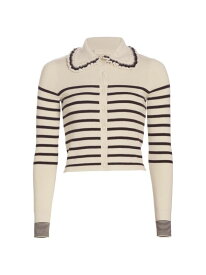 【送料無料】 ウラ・ジョンソン レディース ニット・セーター カーディガン アウター Faustine Wool Striped Cardigan espresso stripe