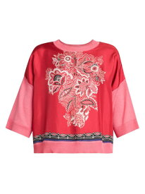 【送料無料】 エトロ レディース シャツ トップス Silk-Front Bandana Knit Top print floral red