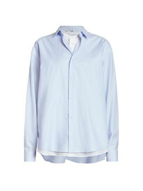 【送料無料】 ロエベ レディース シャツ トップス Double-Layer Cotton-Silk Shirt blue white