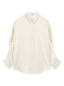 【送料無料】 ロエベ レディース シャツ トップス Oversized Chain-Embellished Satin Shirt ivory