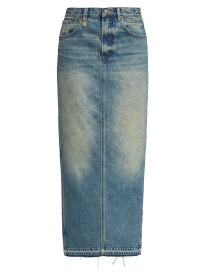 【送料無料】 アールサーティーン レディース スカート ボトムス Side Slit Denim Maxi Skirt clinton blue