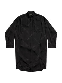 【送料無料】 バレンシアガ レディース ワンピース トップス Bal Diagonal All Over Long Sleeve Cocoon Dress black