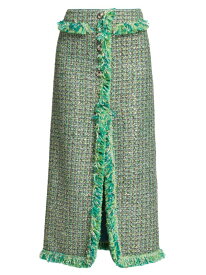 【送料無料】 ジャンバティスタ ヴァリ レディース スカート ボトムス Fringe-Trimmed Tweed Maxi Skirt green