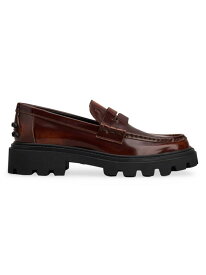 【送料無料】 トッズ レディース オックスフォード シューズ Gomma Pesante Leather Lug-Sole Penny Loafers brown