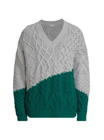 【送料無料】 ロエベ メンズ ニット・セーター アウター Cable-Knit V-Neck Sweater grey green