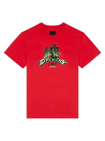 【送料無料】 ジバンシー メンズ Tシャツ トップス Slim Fit T-Shirt In Cotton With Dragon Print red