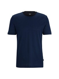 【送料無料】 ボス メンズ Tシャツ トップス Structured-Cotton T-Shirt dark blue