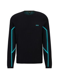 【送料無料】 ボス メンズ ニット・セーター アウター Regular-Fit Sweater with Ribbed Cuffs dark blue