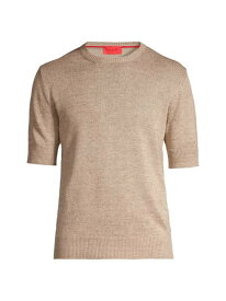 【送料無料】 イザイア メンズ Tシャツ トップス Linen & Cotton Crewneck T-Shirt beige