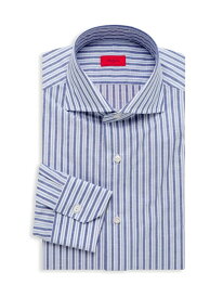 【送料無料】 イザイア メンズ シャツ トップス Mix Striped Dress Shirt blue stripe