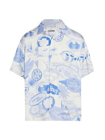 【送料無料】 ジル・サンダー メンズ シャツ トップス Graphic Boxy-Fit Camp Shirt blue toile