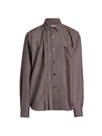 【送料無料】 サカイ メンズ シャツ トップス Pleated Long-Sleeve Button-Up Shirt taupe