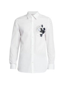 【送料無料】 アレキサンダー・マックイーン メンズ シャツ トップス Flower-Embroidered Cotton Button-Front Shirt optical white