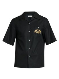 【送料無料】 アレキサンダー・マックイーン メンズ シャツ トップス Logo-Embroidered Cotton Camp Shirt black