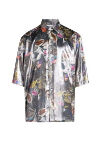 【送料無料】 アクネ ストゥディオズ メンズ シャツ トップス Sandrok Foiled Graphic Button-Front Shirt black multicolor