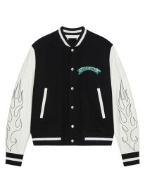 【送料無料】 ジバンシー メンズ ジャケット・ブルゾン アウター Varsity Jacket In Wool And Leather black white