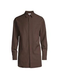 【送料無料】 フェラガモ メンズ シャツ トップス Wool Button-Front Shirt espresso