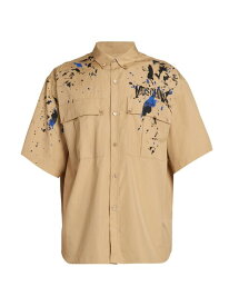 【送料無料】 モスキーノ メンズ シャツ トップス Splatter Logo Button-Down Shirt beige