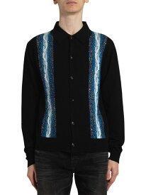 【送料無料】 アミリ メンズ シャツ トップス Crystal-Embellished Wool Cable-Knit Polo Shirt black