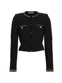 【送料無料】 アリス アンド オリビア レディース ジャケット・ブルゾン アウター Shiloh Embellished Cotton Tweed Jacket black