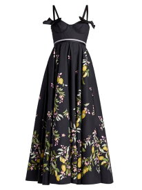 【送料無料】 ジャンバティスタ ヴァリ レディース ワンピース トップス Floral Cotton Sleeveless Maxi-Dress black yellow