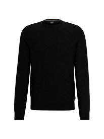 【送料無料】 ボス メンズ ニット・セーター アウター Graphic-Jacquard Sweater in a Virgin-Wool Blend black