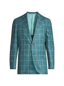 【送料無料】 イザイア メンズ ジャケット・ブルゾン アウター Windowpane Marechiaro Sport Jacket teal