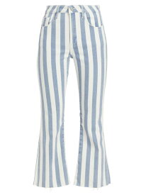 【送料無料】 フレーム レディース デニムパンツ ジーンズ ボトムス Le Crop Striped High-Rise Cropped Boot-Cut Jeans clear blue stripe