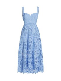 【送料無料】 セルフ・ポートレイト レディース ワンピース トップス Floral Lace Midi-Dress blue