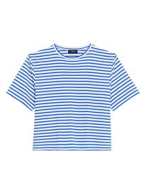 【送料無料】 セオリー レディース Tシャツ トップス Boxy Striped T-Shirt wave multi