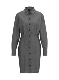 【送料無料】 ボス レディース ワンピース トップス Shirt-Style Regular-Fit Dress in Virgin Wool patterned