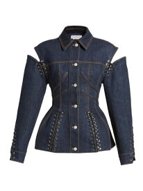 【送料無料】 アレキサンダー・マックイーン レディース ジャケット・ブルゾン アウター Lace-Up Denim Jacket dark cold wash