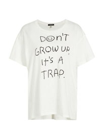 【送料無料】 アールサーティーン レディース Tシャツ トップス Don't Grow Up Short-Sleeve Cotton T-Shirt ecru