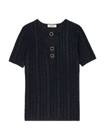 【送料無料】 サンドロ レディース Tシャツ トップス Glitter Knit Jumper deep blue