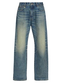 【送料無料】 アールサーティーン レディース デニムパンツ ジーンズ ボトムス Distressed Straight-Leg Boyfriend Jeans clinton blue