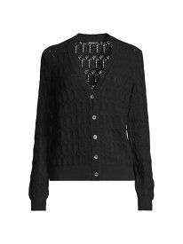 【送料無料】 ミニーローズ レディース ニット・セーター カーディガン アウター Cotton-Cashmere Pointelle Cardigan black