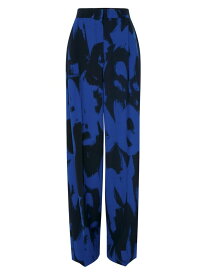 【送料無料】 アレキサンダー・マックイーン レディース カジュアルパンツ ボトムス High-Waisted Wide-Leg Graffiti-Logo Trousers electric blue black