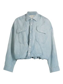 【送料無料】 アールサーティーン レディース シャツ トップス Cotton Blouson-Hem Utility Shirt vintage blue chambray