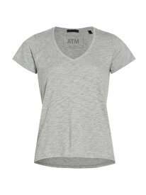 【送料無料】 エーティーエム レディース Tシャツ トップス Cotton V-Neck T-Shirt heather grey