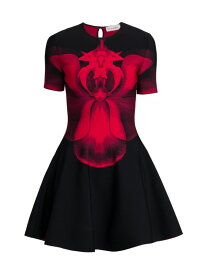 【送料無料】 アレキサンダー・マックイーン レディース ワンピース トップス Jacquard Orchid Minidress black red