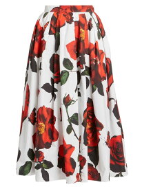 【送料無料】 アレキサンダー・マックイーン レディース スカート ボトムス Rose-Print Cotton Midi-Skirt optical white