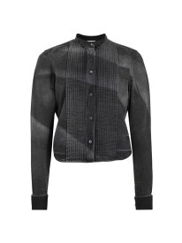 【送料無料】 ロエベ レディース シャツ トップス Pleated Denim Button-Up Long-Sleeve Shirt washed black