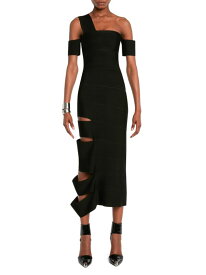 【送料無料】 アレキサンダー・マックイーン レディース ワンピース トップス One-Shoulder Bandage Cut Out Midi-Dress black