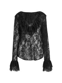 【送料無料】 モスキーノ レディース シャツ ブラウス トップス Heart Of Wool Sheer Lace Blouse black