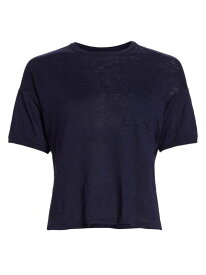 【送料無料】 フレーム レディース Tシャツ トップス Linen Crewneck T-Shirt navy