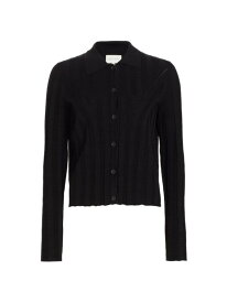 【送料無料】 ルルスタジオ レディース ニット・セーター カーディガン アウター Silk-Linen Rib-Knit Button-FrontCardigan black