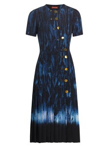 yz A`U fB[X s[X gbvX Myrtle Abstract Midi-Dress berry blue shibori