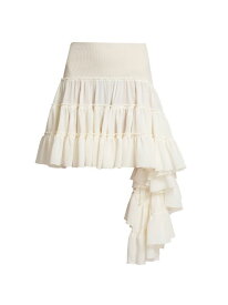 【送料無料】 ロエベ レディース スカート ボトムス Silk-Blend Ruffled Tulle Miniskirt off white