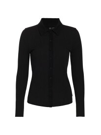 【送料無料】 エージージーンズ レディース シャツ トップス Jolan Ribbed Button-Up Top true black