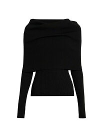 【送料無料】 アレキサンダー・マックイーン レディース ニット・セーター アウター Ribbed Wool-Blend Cape Sweater black